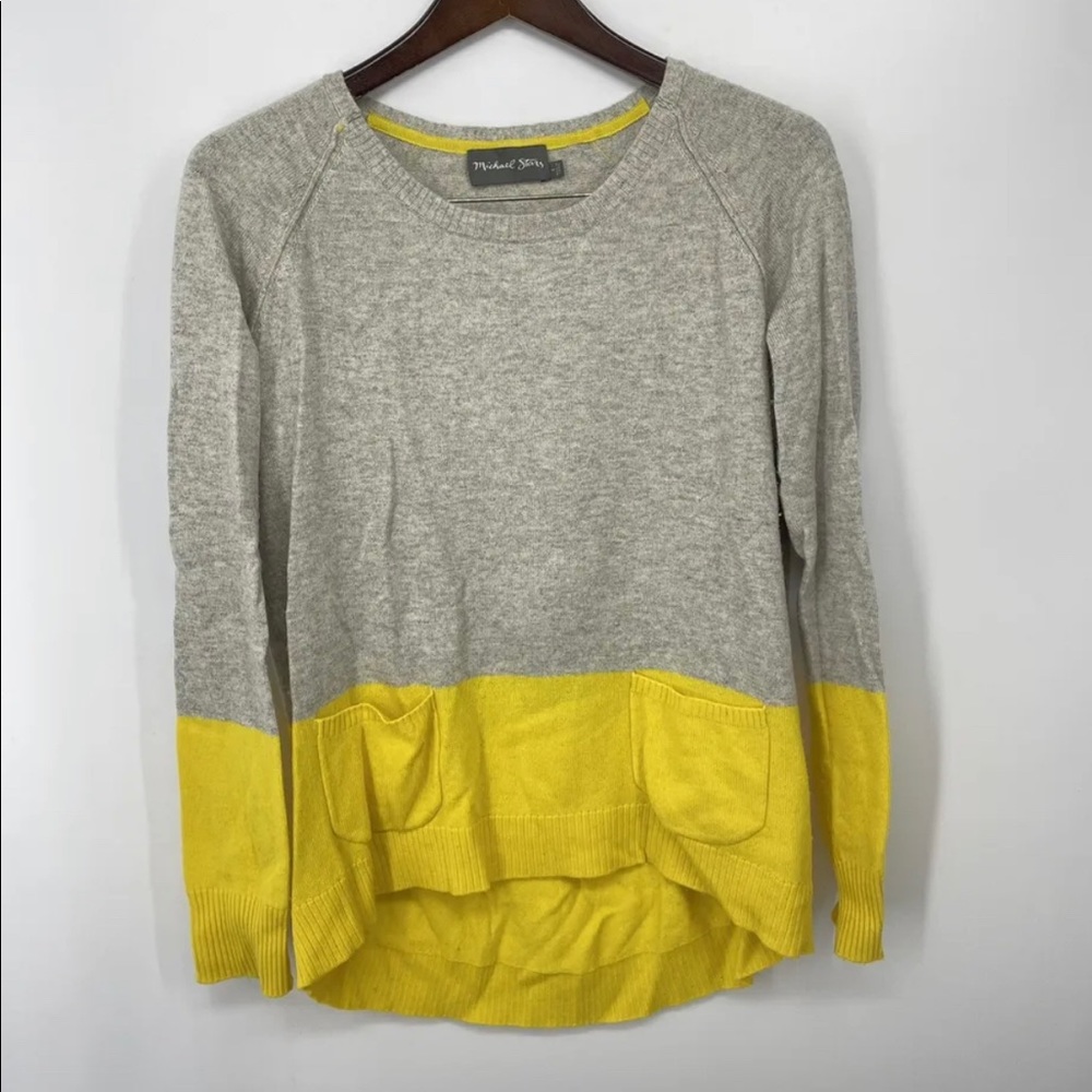 MICHAEL STARS Cashmere Sweater Size 1 Small Womens Wool Blend Gray Yellow
